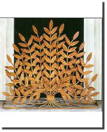 Iron and Tole Fire Screen with Leaf Design
