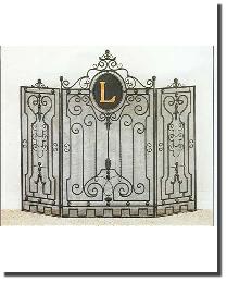 Iron Three Panel Fire Screen with Mesh Backing