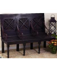 Wood Bench with Iron Insets Brown/Black