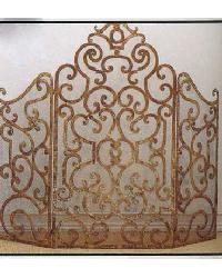 Three Panel Scroll Fire Screen Italian Gold