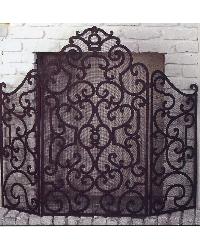 Three Panel Scroll Fire Screen Stained Gold