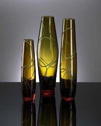 Orange Circle Etched Vase