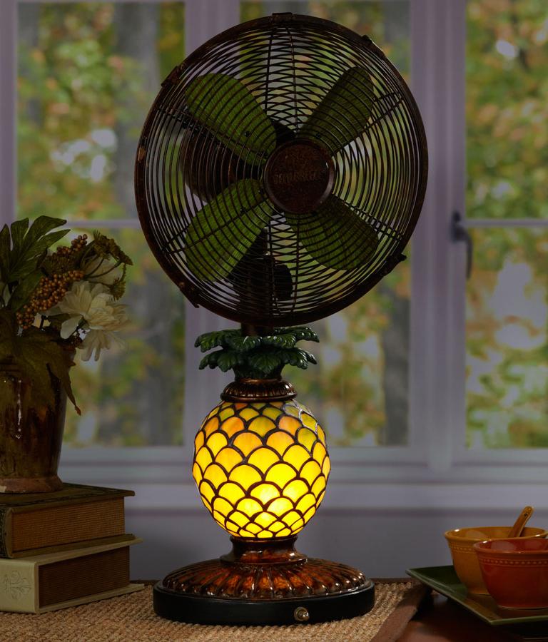 Mosaic Pineapple Table Top Fan/Lamp InteriorDecorating