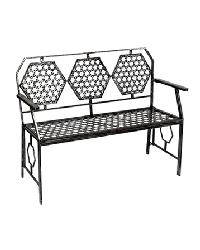 Hexy Thang Garden Iron Bench Weathered Silver