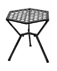 Hexy Thang Iron Side Table Weathered Silver