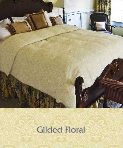 Gilded Floral Print Down Comforters - 420 Thread Count
