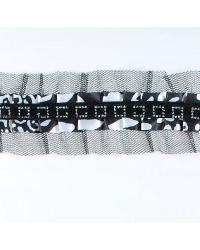 Animal Print Ruffle Trim Black, White