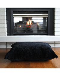 Curly Lambskin Floor Cushion Black