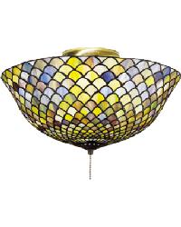 16 Inch Wide Tiffany Fishscale Flushmount