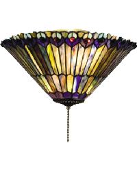 17 Inch Wide Tiffany Jeweld Peacock Flushmount