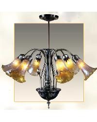 Tulip Hanging Chandelier Dark Antique Bronze Finish