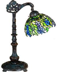 19 Inch High Tiffany Honey Locust Bridge Arm Desk Lamp
