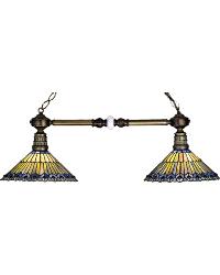 32 Inch Long Tiffany Jeweled Peacock 2 Light Island Pendant