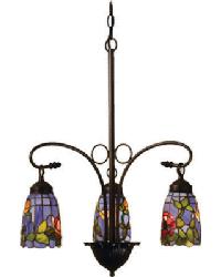 23 Inch Wide Tiffany Rosebush 3 Light Chandelier