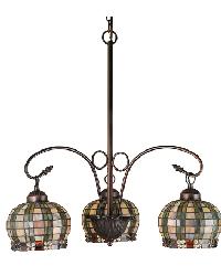 23 Inch Wide Jeweld Basket 3 LIght Chandelier Green/Blue 59 Pbag
